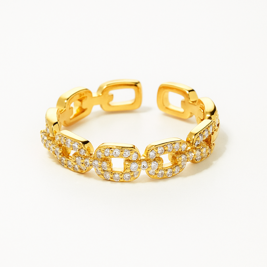 Anello Nexa | anello a maglie con zirconi brillanti - Rayo Gioielli