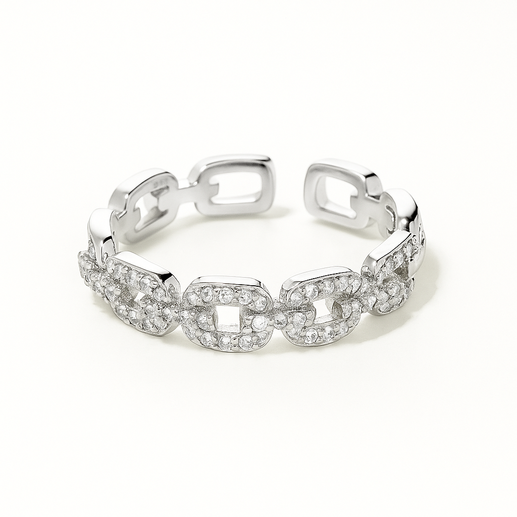 Anello Nexa | anello a maglie con zirconi brillanti - Rayo Gioielli