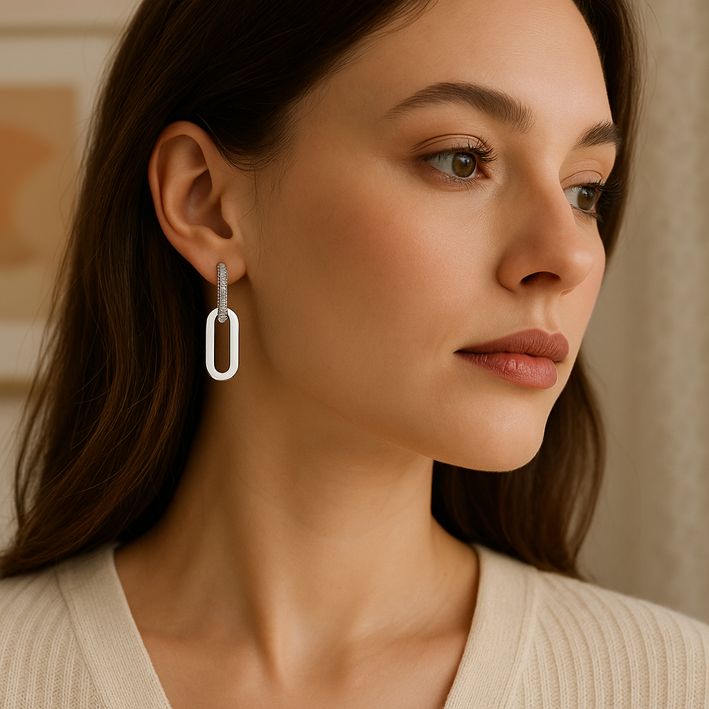 Orecchini Saturno | orecchini pendenti con design a catena - Rayo Gioielli