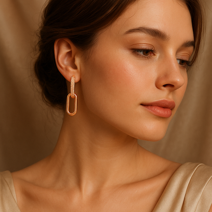 Orecchini Saturno | orecchini pendenti con design a catena - Rayo Gioielli