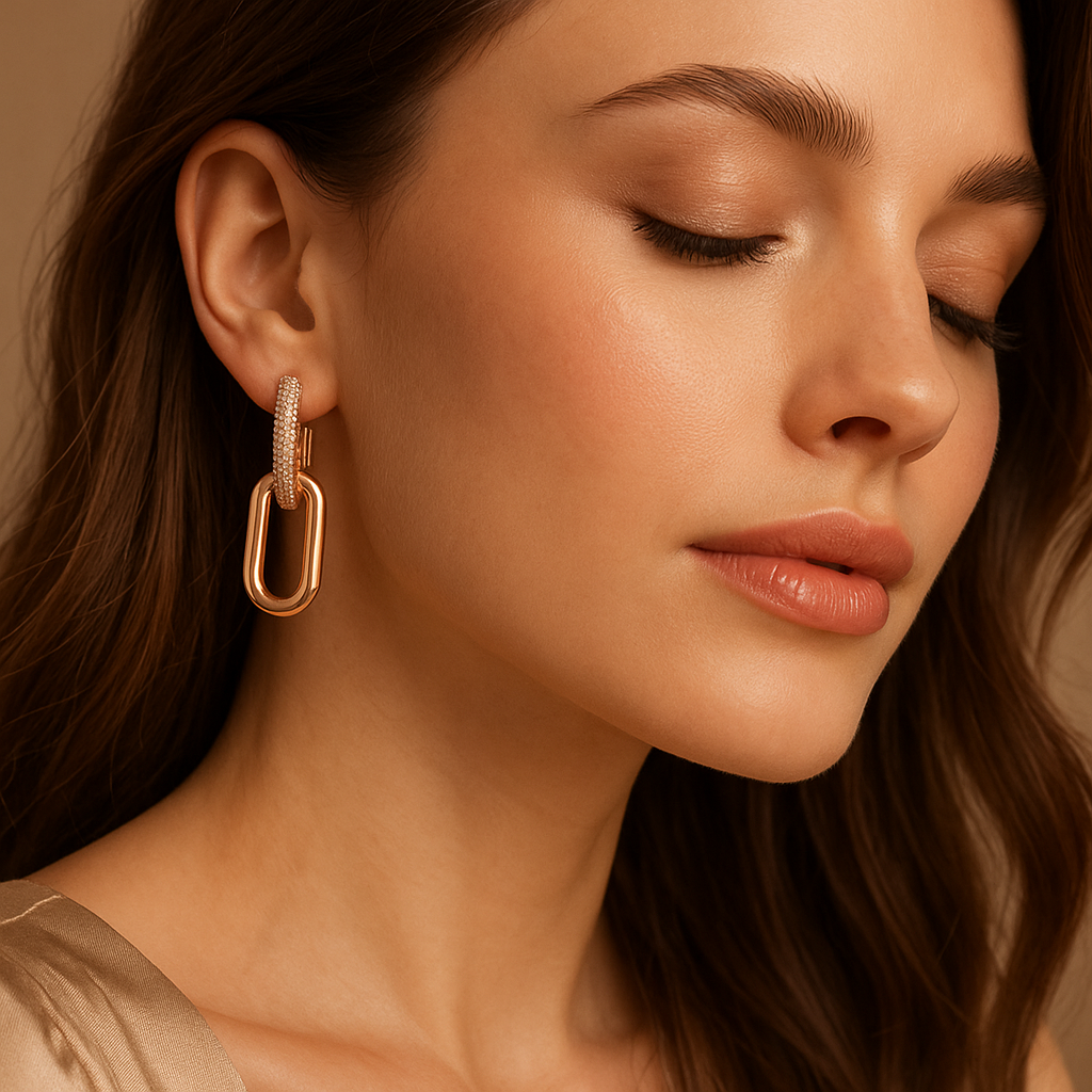 Orecchini Saturno | orecchini pendenti con design a catena - Rayo Gioielli
